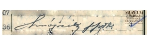 1. Tytuł: ppłk Wojciech Wójcik		
2. Treść: podpis ppłk. Wojciecha Wójcika na liście płac batalionu Korpusu Ochrony Pogranicza „Stołpce”
3. Hasła przedmiotowe: Korpus Ochrony Pogranicza, kadra
4. Wytwórca:  ppłk Wojciech Wójcik
5. Czas powstania: maj 1937 r.
6. Miejsce sporządzenia: Polska, Stołpce
7. Materiał i technika wykonania: druk wypełniony pismem odręcznym
8. Wymiary: 5 x 2 cm
9. Stan zachowania: dobry
10. Miejsce przechowywania/właściciel: Archiwum Straży Granicznej w Szczecinie