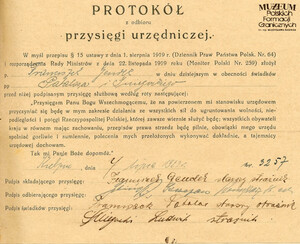 protokół przyjęcia przysięgi urzędniczej od Franciszka Gendka