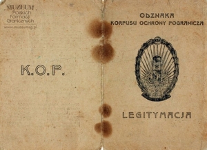 1.Tytuł: legitymacja Odznaki Korpusu Ochrony Pogranicza
2.Treść: legitymacja „Odznaka Korpusu Ochrony Pogranicza” 
3.Hasła przedmiotowe: odznaczenia
4.Wytwórca: Dowództwo KOP
5.Czas powstania: 19.10.1929 r.
6.Miejsce sporządzenia: Polska, Warszawa, Dowództwo KOP
7.Materiał i technika wykonania: papier, wypełniony druk maszynowo  i pismem odręcznym
8.Wymiary: 16 cm / 12 cm
9.Stan zachowania: dostateczny
10.Miejsce przechowywania / właściciel: Sala Tradycji Podlaskiego Oddziału  Straży Granicznej w Białymstoku