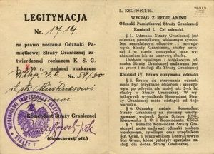 1. Tytuł: legitymacja Odznaki Pamiątkowej Straży Granicznej
2. Treść: legitymacja nr 1714 uprawniająca starszego strażnika  Jana Minknera do noszenia Odznaki Pamiątkowej Straży Granicznej,  podpisana przez płk. Jana Gorzechowskiego – Komendanta Straży Granicznej
3. Hasła przedmiotowe: Straż Graniczna, odznaczenia
4. Wytwórca: Komenda Straży Granicznej
5. Czas powstania: 1930 r.
6. Miejsce sporządzenia: Polska, Warszawa
7. Materiał i technika wykonania: druk wypełniony pismem ręcznym
8. Wymiary: brak danych
9. Stan zachowania: dobry
10. Miejsce przechowywania/właściciel: Waldemar Bocheński