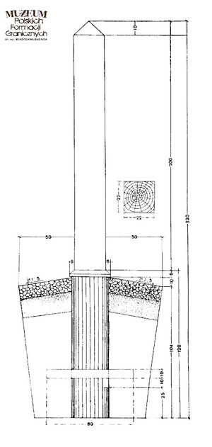 Przekrój słupa granicznego. Archiwum Straży Granicznej w Szczecinie, sygn. 1284/311