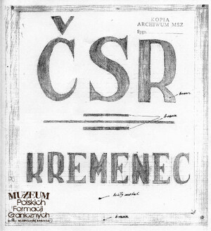 Odcisk tablicy ČSR ze znaku granicznego &quot;Krzemieniec&quot;. Archiwum Ministerstwa Spraw Zagranicznych, zespół 1, wiązka 5, tom 50