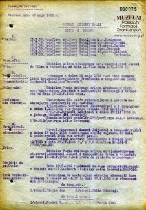 1. Tytuł: rozkaz dzienny nr 31 z dnia 20.05.1933 r.
2. Treść: rozkaz informujący m.in. o powiększeniu się rodziny  plut. Aleksandra Pietraszaka (narodziny syna Tadeusza w dniu 01.12.1932 r.)
3. Hasła przedmiotowe: kadra
4. Wytwórca: Batalion KOP Berezne
5. Czas powstania: 20.05.1933 r. 
6. Miejsce sporządzenia: Polska, Berezno
7. Materiał i technika wykonania: papier, druk
8. Wymiary: 21 x 29,7 cm
9. Stan zachowania: dobry
10. Miejsce przechowywania/właściciel: Archiwum Straży Granicznej w Szczecinie