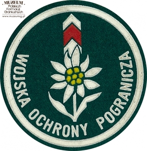 1. Nazwa własna: naszywka organizacyjna Karpackiej Brygady  Wojsk Ochrony Pogranicza
2. Charakterystyka przedmiotu: okrągła plakietka (o średnicy 6,6 cm)  wykonana z filcu na podkładzie płóciennym. Obwiedziona białym paskiem,  w dolnej części półkoliście napis „Wojska Ochrony Pogranicza”. W centrum  pola logo jednostki organizacyjnej – szarotka na tle słupa granicznego.  Noszona na prawym przedramieniu marynarki i płaszcza munduru wyjściowego
3. Czas powstania: lata 80. XX w.
4. Hasła przedmiotowe: Wojska Ochrony Pogranicza, umundurowanie
5. Miejsce przechowywania/właściciel: Śląski Oddział Straży Granicznej  w Raciborzu