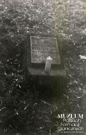 1. Tytuł: nagrobek
2. Opis obrazu: nagrobek Ignacego Wasielewskiego, znajdujący się  na cmentarzu na Zaspie (Gdańsk) 
3. Data wydarzenia: 1979 r.
4. Osoby widoczne: nie ma
5. Hasła przedmiotowe: kadra
6. Opis techniczny: oryginał, czarnobiałe
7. Autor: brak danych
8. Miejsce przechowywania/właściciel: Michał Skrzypczak